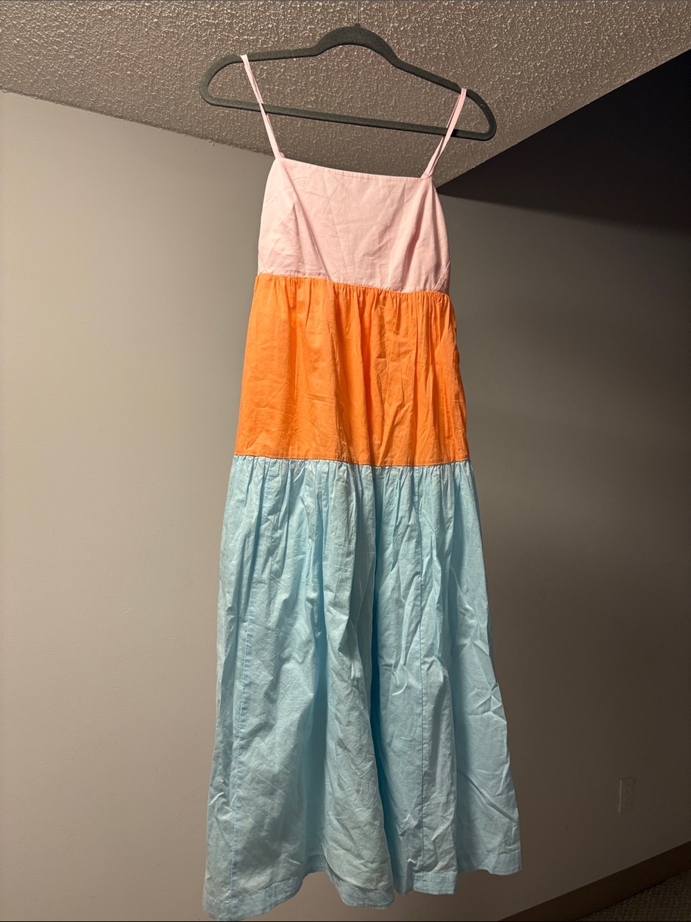JCrew Spaghetti Strap Maxi Dress - Pink, Orange & Light Blue